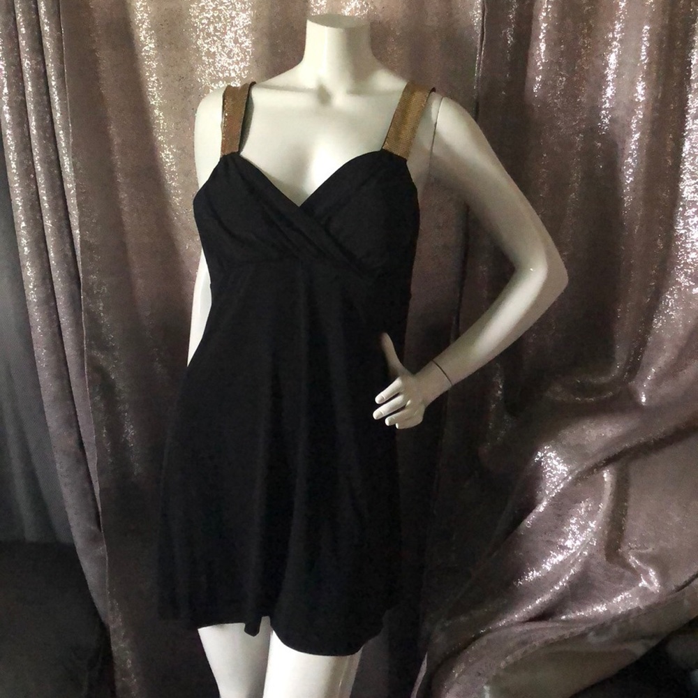 Spense Black Cocktail Dress with Gold s…